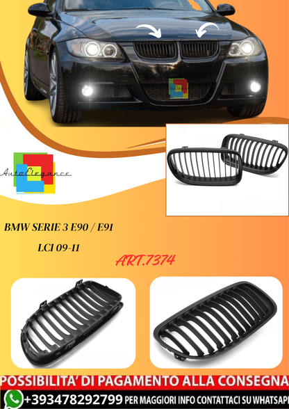 💫ART.7374 GRIGLIA Nero Opaco per BMW Serie 3 E90 / E91 LCI 09-11💫