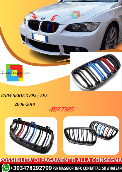 💫ART.7385 GRIGLIA SPORT TRICOLORE DOPPIA BARRA per BMW E92 / E93 06-10💫