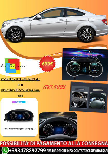💫ART.4003 Cockpit virtuale digitale LCD per Mercedes Benz C W204 2011-2014💫