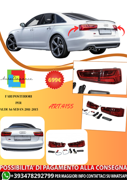 💫ART.4155 Fari Posteriori (Rosso) per Audi A6 Sedan 2011-2015 Look 2016💫