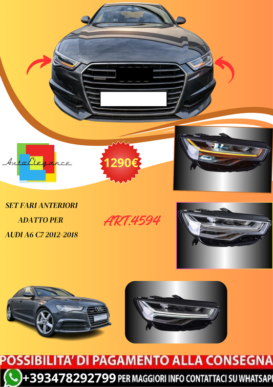 💫ART.4594 Set Fari Anteriori adatto per Audi A6 C7 2012-2018💫