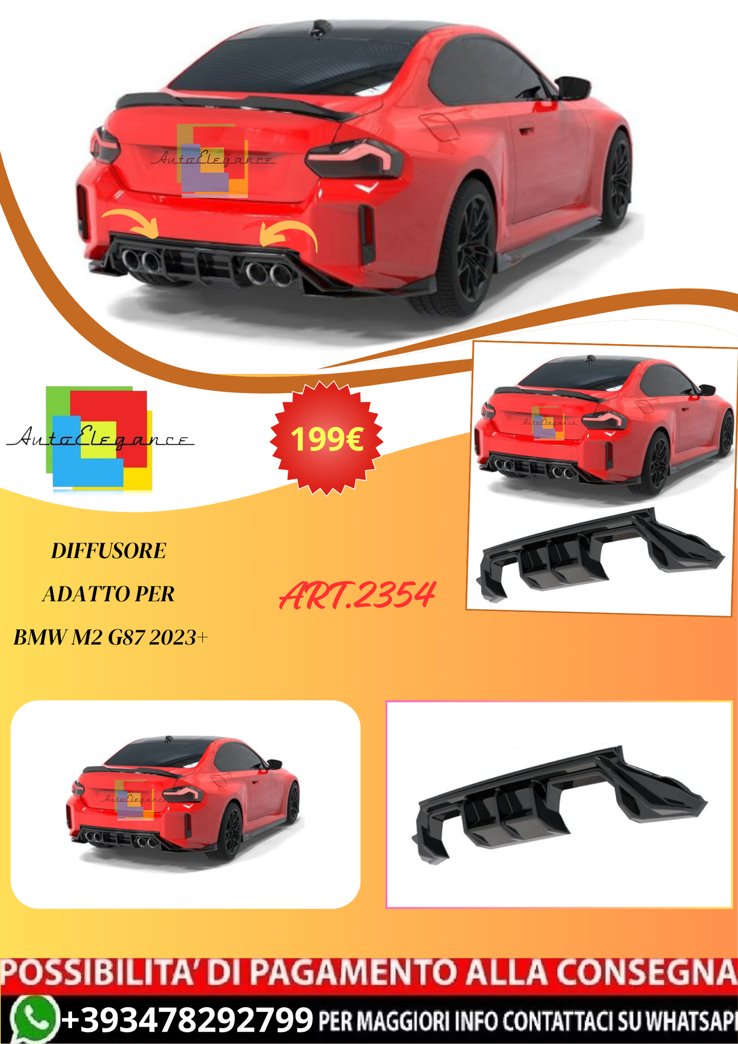 💫ART.2354 DIFFUSORE ADATTO PER BMW M2 G87 2023+💫