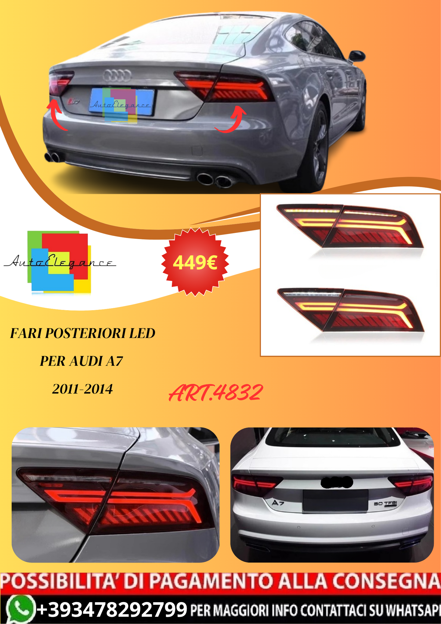 💫ART.4832 Fari Posteriori LED per Audi A7 2011-2014💫