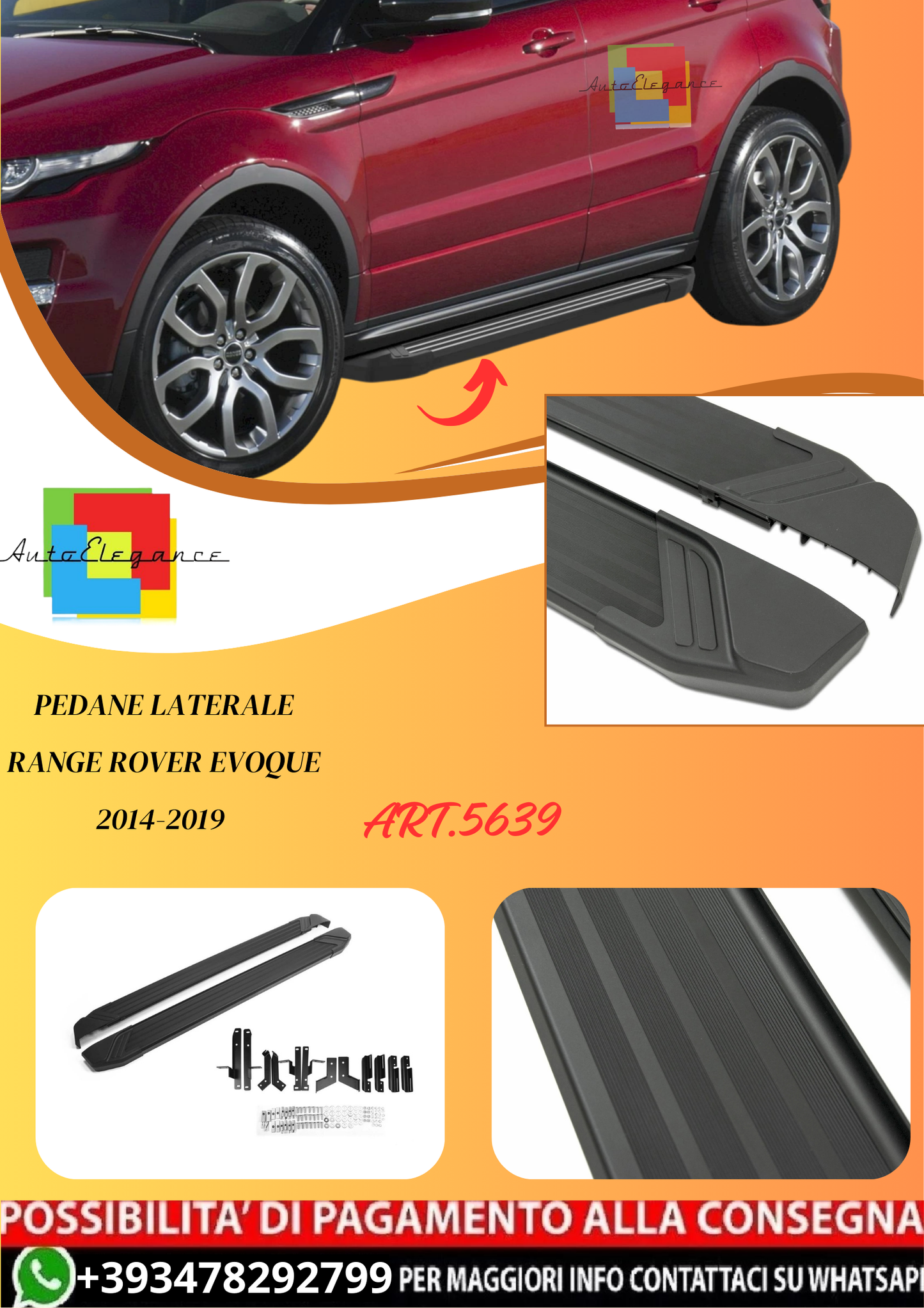 💫ART.5639 Pedane Laterale per Range Rover Evoque 2014-2019 Basic Black RIVAL💫