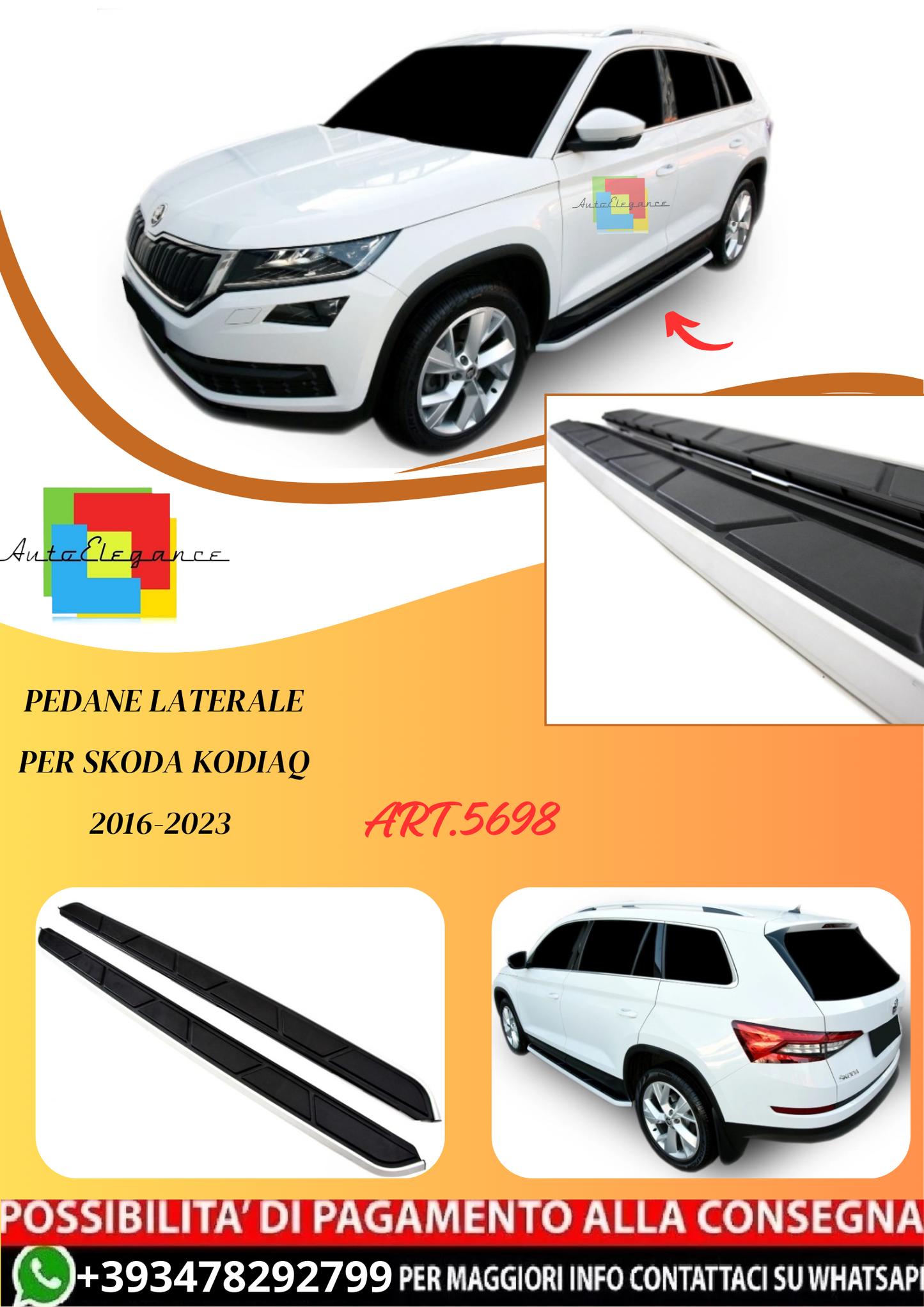 💫ART.5698 Pedane Laterale per Skoda Kodiaq 2016-2023💫