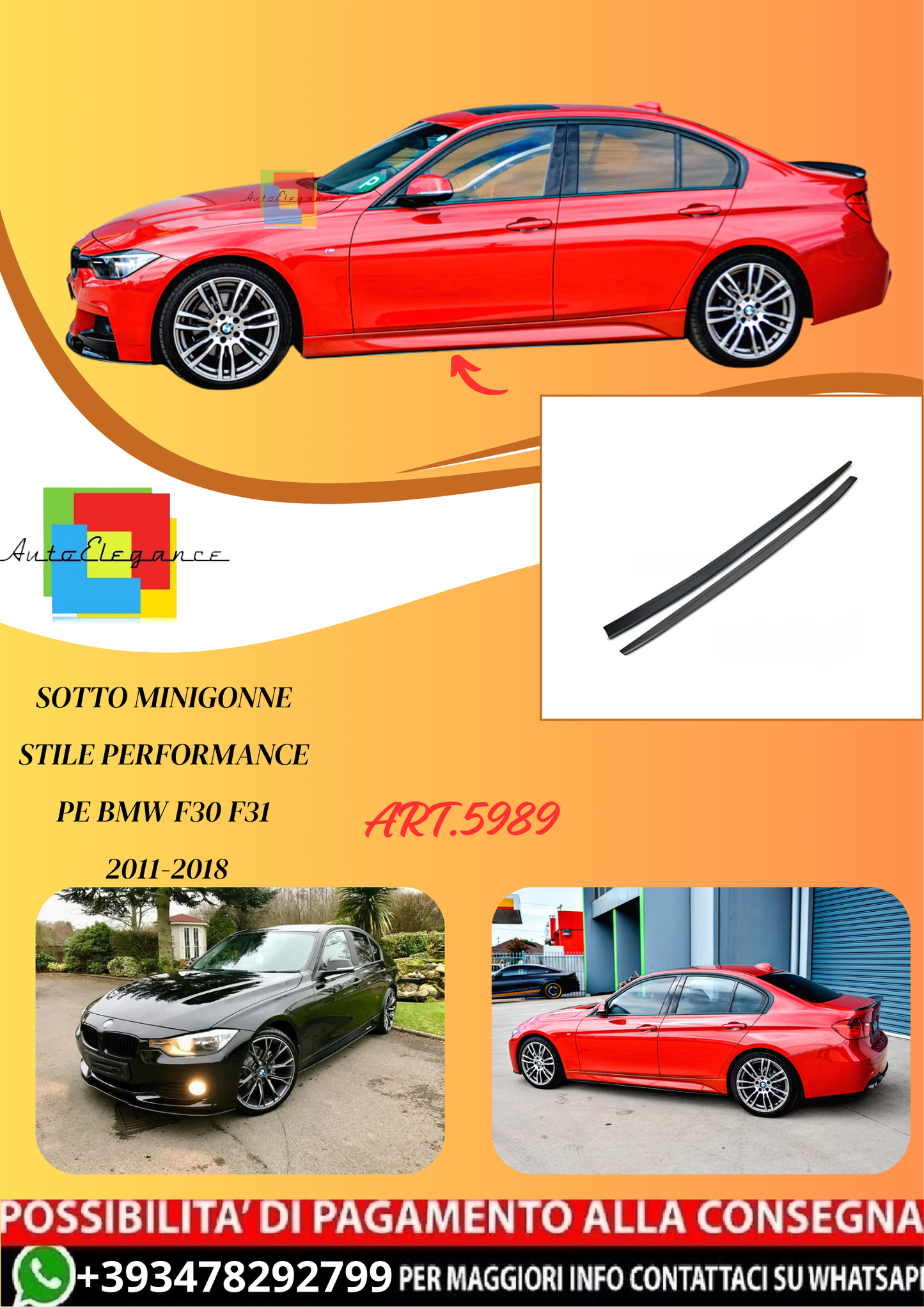 💫ART.5989 SOTTO MINIGONNE STILE PERFORMANCE per BMW F30 F31 2011-2018💫