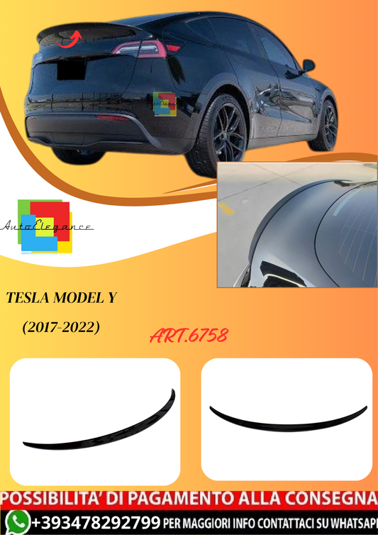 💫ART.6758 Spoiler Posteriore per Tesla Model Y (2017-2022) Stile OEM Nero lucido💫