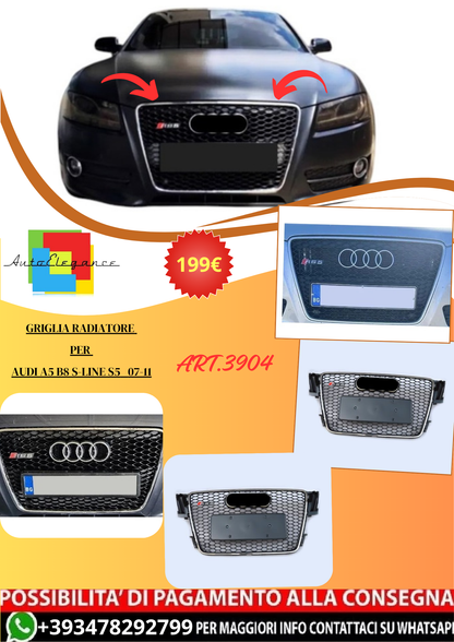 💫ART.3904 Griglia Radiatore per Audi A5 B8 Sline S5 2007-2011💫
