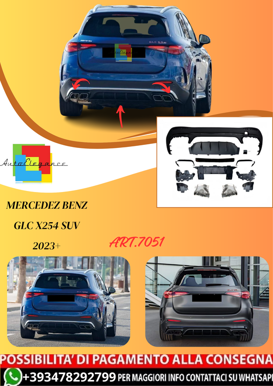 💫ART.7051 Diffusore + Terminali GLC63 AMG Look per GLC X254 SUV 2023+💫