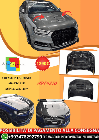 💫ART.4270 Cofano (in carbonio) adatto per Audi A3 2017-2019 Sedan / Sportback💫