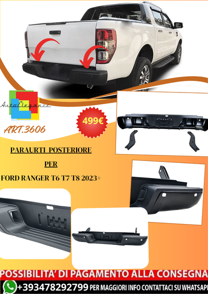 💫ART.3606 Paraurti posteriore, nero, look OE,  per Ford Ranger T6 T7 T8 12-23💫