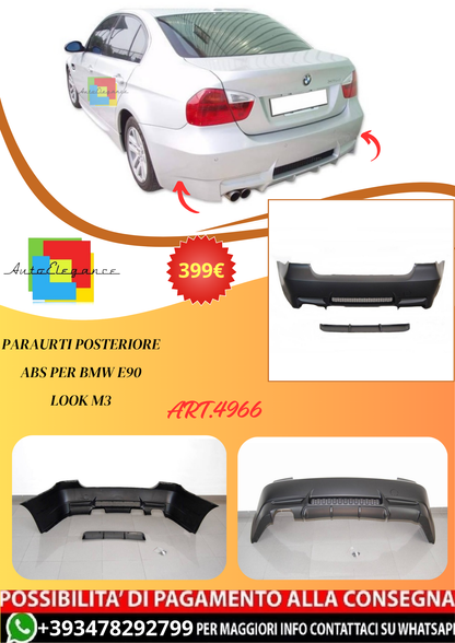💫ART.4966 Paraurti Posteriore ABS per BMW E90 Look M3💫