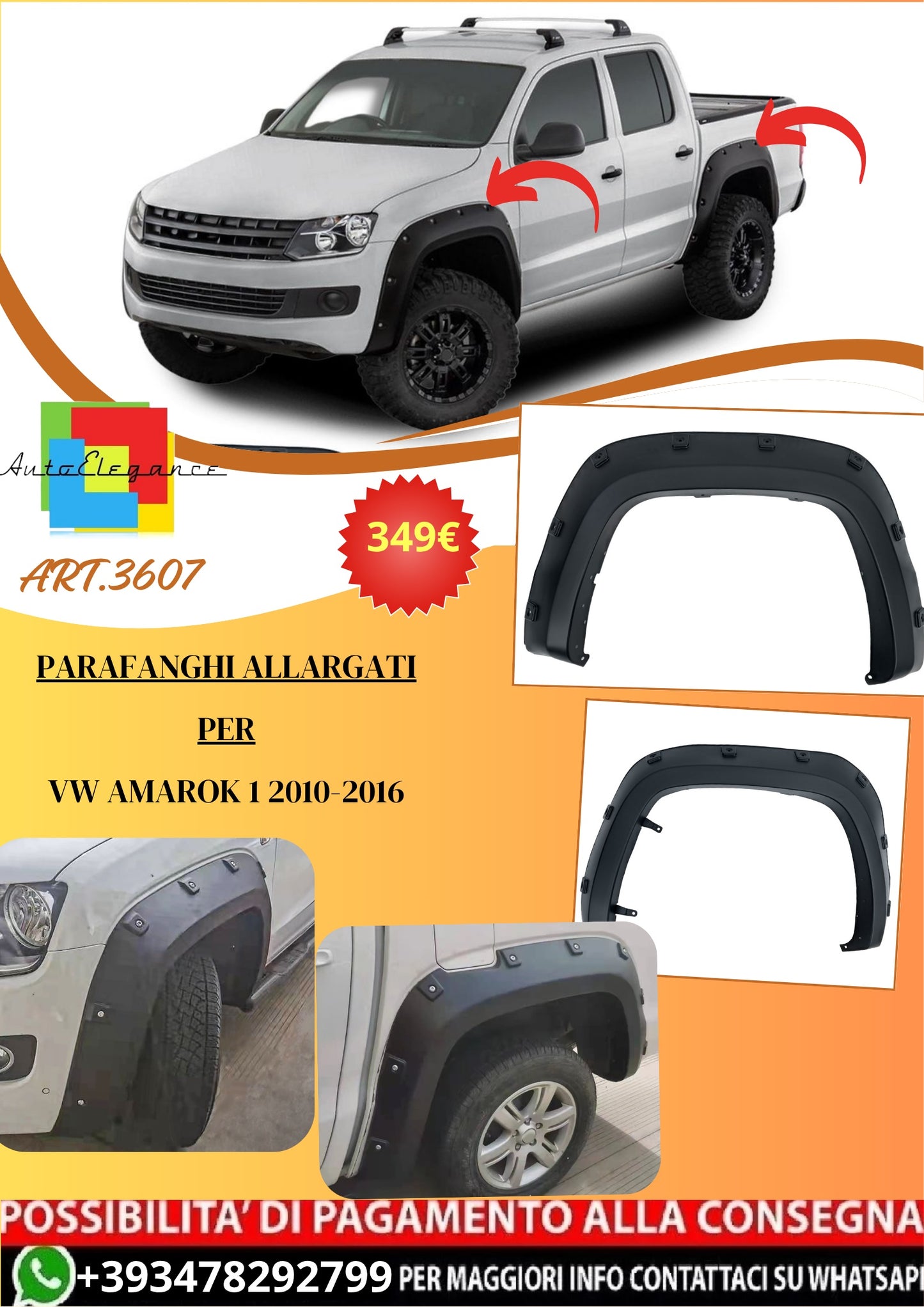 💫ART.3607 Set di parafanghi allargati BIG per VW Amarok 1 2010-2016💫