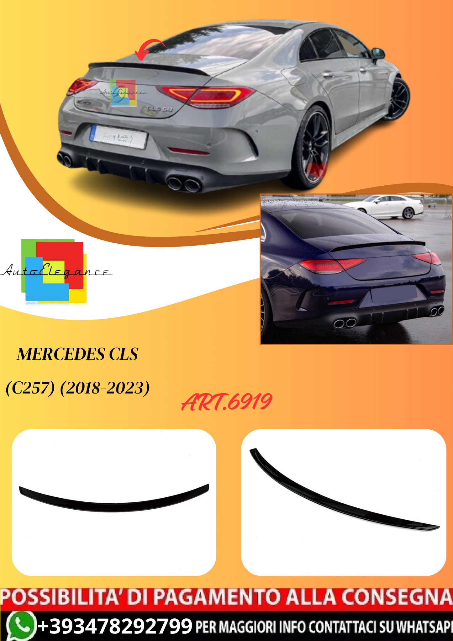 💫ART.6919 Spoiler Posteriore AMG Look per Mercedes CLS (C257) (2018-2023)💫