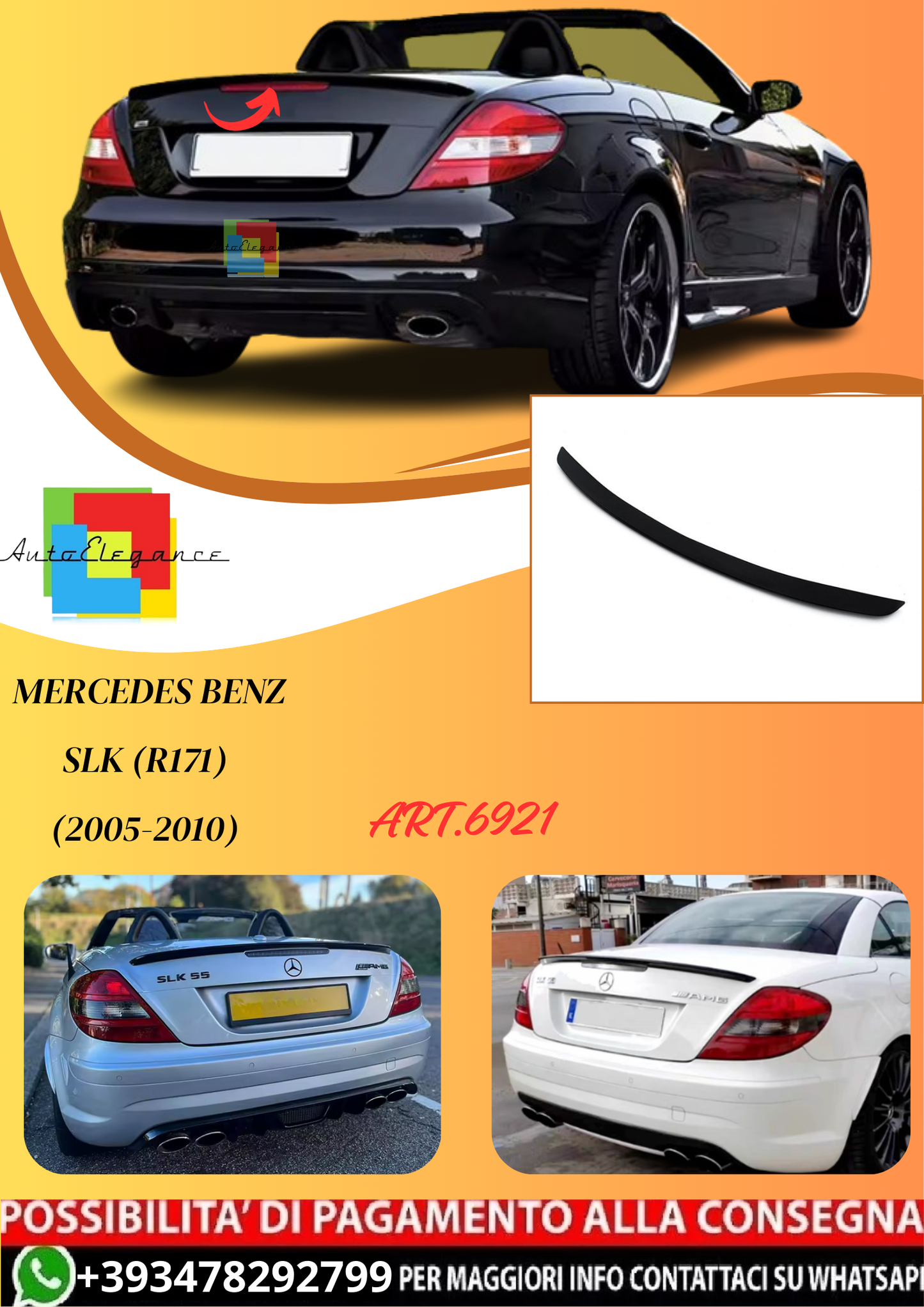 💫ART.6921 Spoiler Posteriore Stile SLK 55 AMG per SLK (R171) (2005-2010)💫