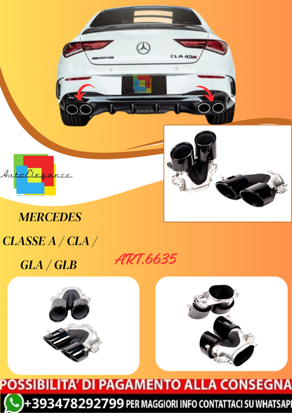 💫ART.6635 TERMINALI DI SCARICO Look AMG per Mercedes Classe A / CLA / GLA / GLB 💫
