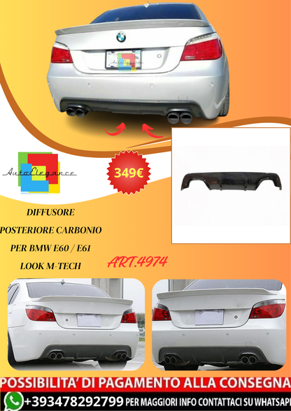 💫ART.4974 Diffusore Posteriore Carbonio per BMW E60 / E61 Look M-Tech💫