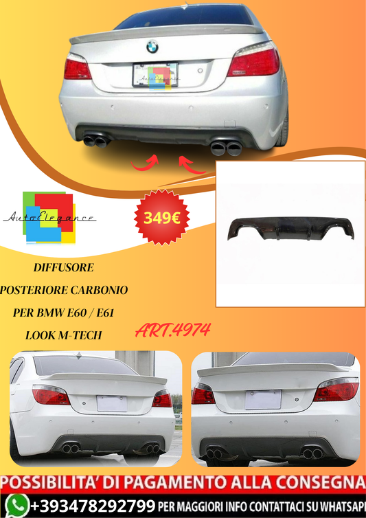 💫ART.4974 Diffusore Posteriore Carbonio per BMW E60 / E61 Look M-Tech💫