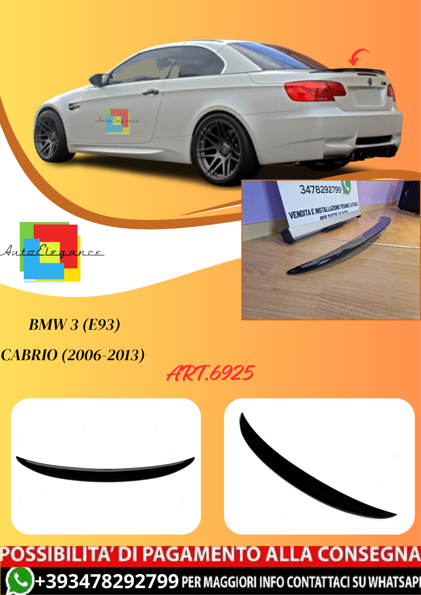 💫ART.6925 Spoiler Look Performance per BMW 3 (E93) Cabrio (2006-2013)💫