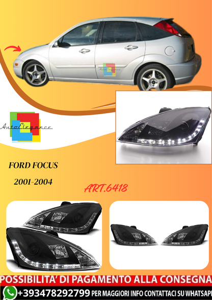 💫ART.6418 FARI ANTERIORI DAYLIGHT NERI per FORD FOCUS 2001-2004 💫