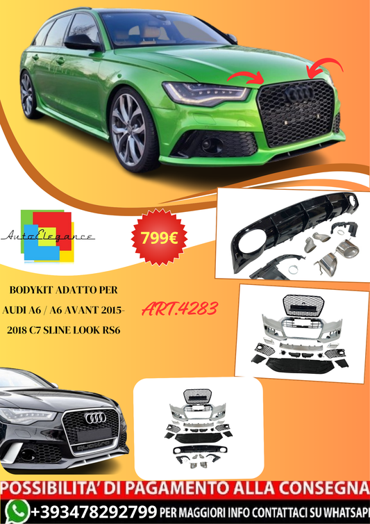 💫ART.4283 Bodykit adatto per Audi A6 / A6 AVANT 2015- 2018 C7 S-Line Look RS6💫