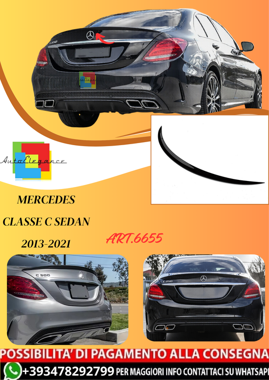 💫ART.6655 Spoiler Posteriore look AMG per Mercedes Classe C Sedan 2013-2021💫