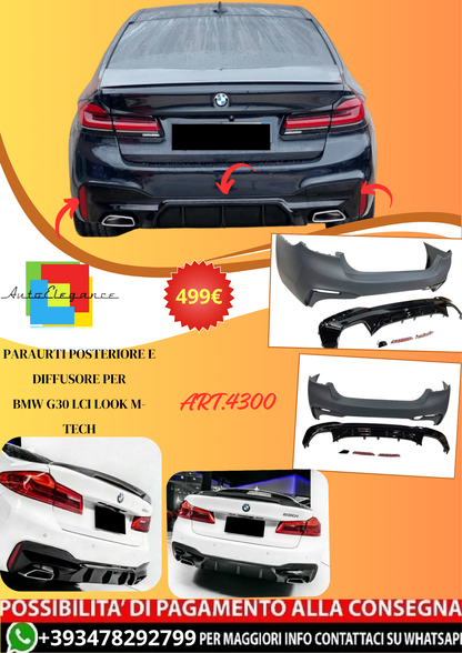 💫ART.4300 Paraurti Posteriore e Diffusore adatto per BMW G30 LCI Look💫