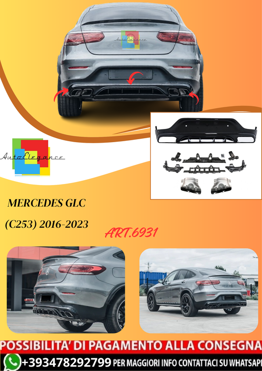 💫ART.6931 Diffusore + Terminali GLC63 AMG Look per Mercedes GLC (C253) 16-23💫
