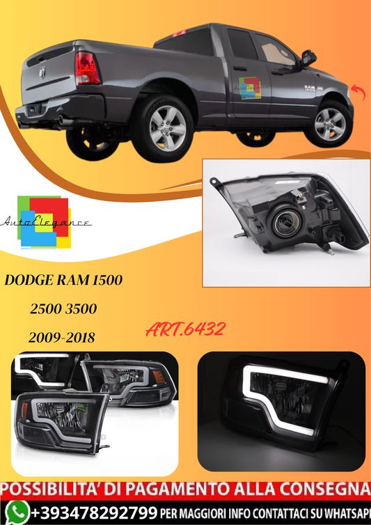 💫ART.6432 FARI ANTERIORI LED (TUBO) per DODGE RAM 09-18 NERI💫