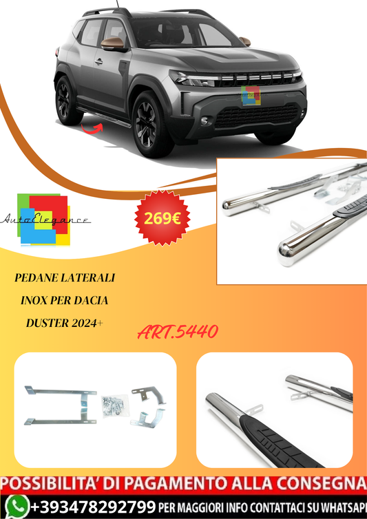 💫ART.5440 Barre Pedane Laterali Inox per Dacia Duster 2024+💫