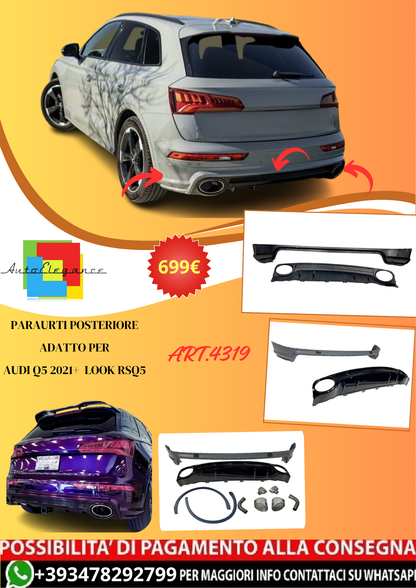 💫ART.4319 TCA0312 Paraurti Posteriore adatto per Audi Q5 2021+ Look RSQ5💫
