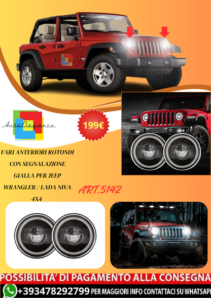 💫ART.5142 Fari Anteriori Rotondi per Jeep Wrangler / Lada Niva 4x4💫