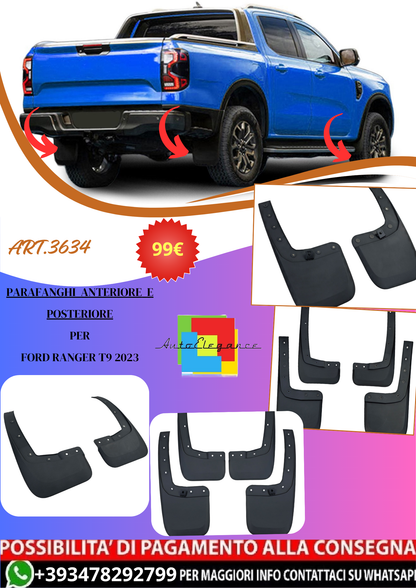 💫ART.3634 Set parafanghi anteriori e posteriori neri per Ford Ranger T9 10-22💫