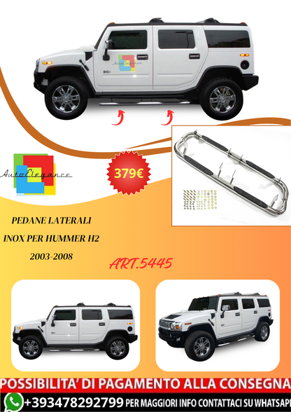 💫ART.5445 Pedane Laterali Inox per Hummer H2 2003-2008💫