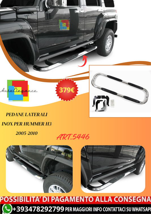 💫ART.5446 Pedane Laterali Inox per Hummer H3 2005-2010💫