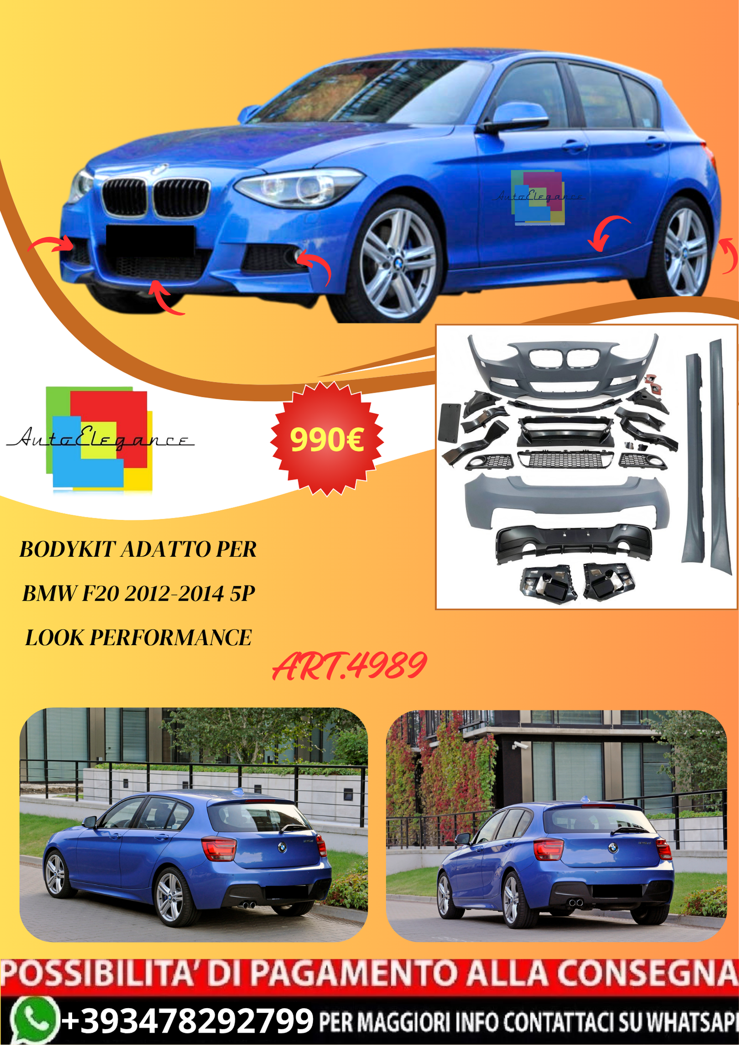 💫ART.4989 Bodykit adatto per BMW F20 2012-2014 5P Look Performance💫