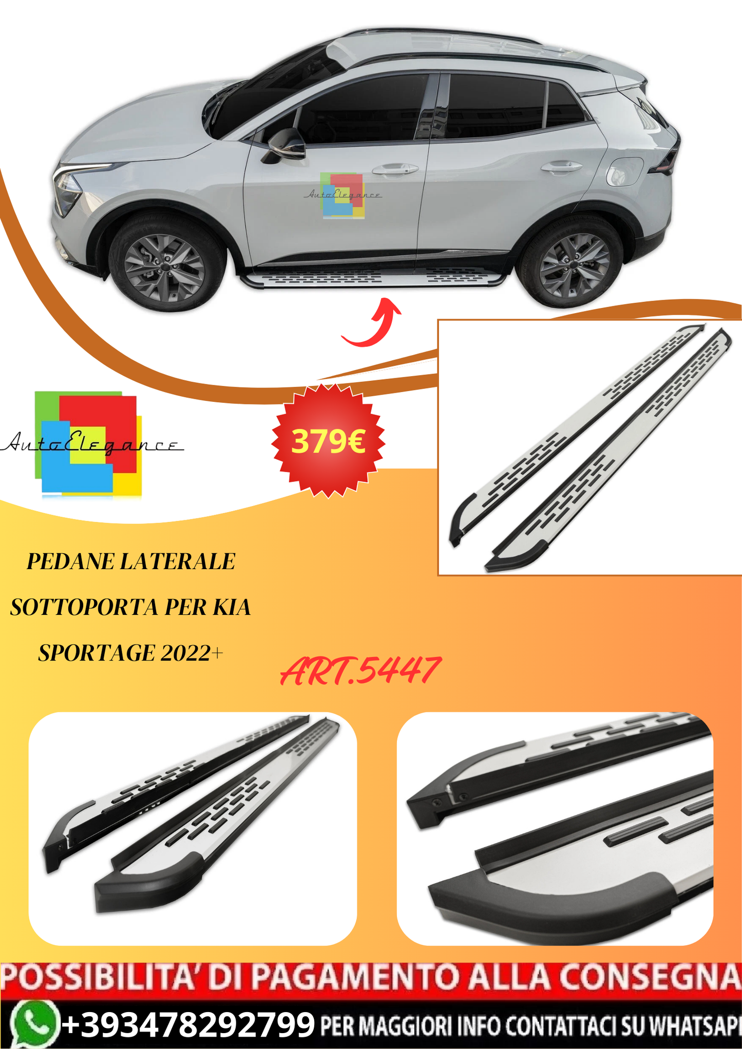 💫ART.5447 Pedane Laterale Sottoporta per Kia Sportage 2022+💫