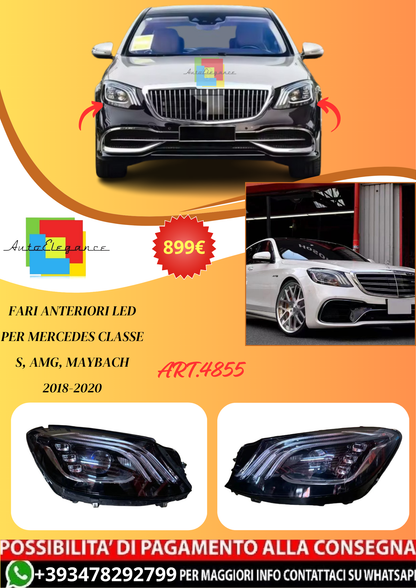 💫ART.4855 Fari Anteriori LED per Mercedes Classe S, AMG, Maybach 2018-2020💫