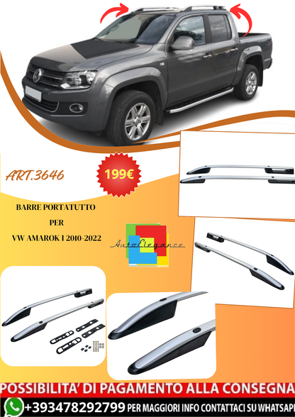 💫ART.3646 Barre portatutto in alluminio argendo per VW Amarok I 2010-2022💫