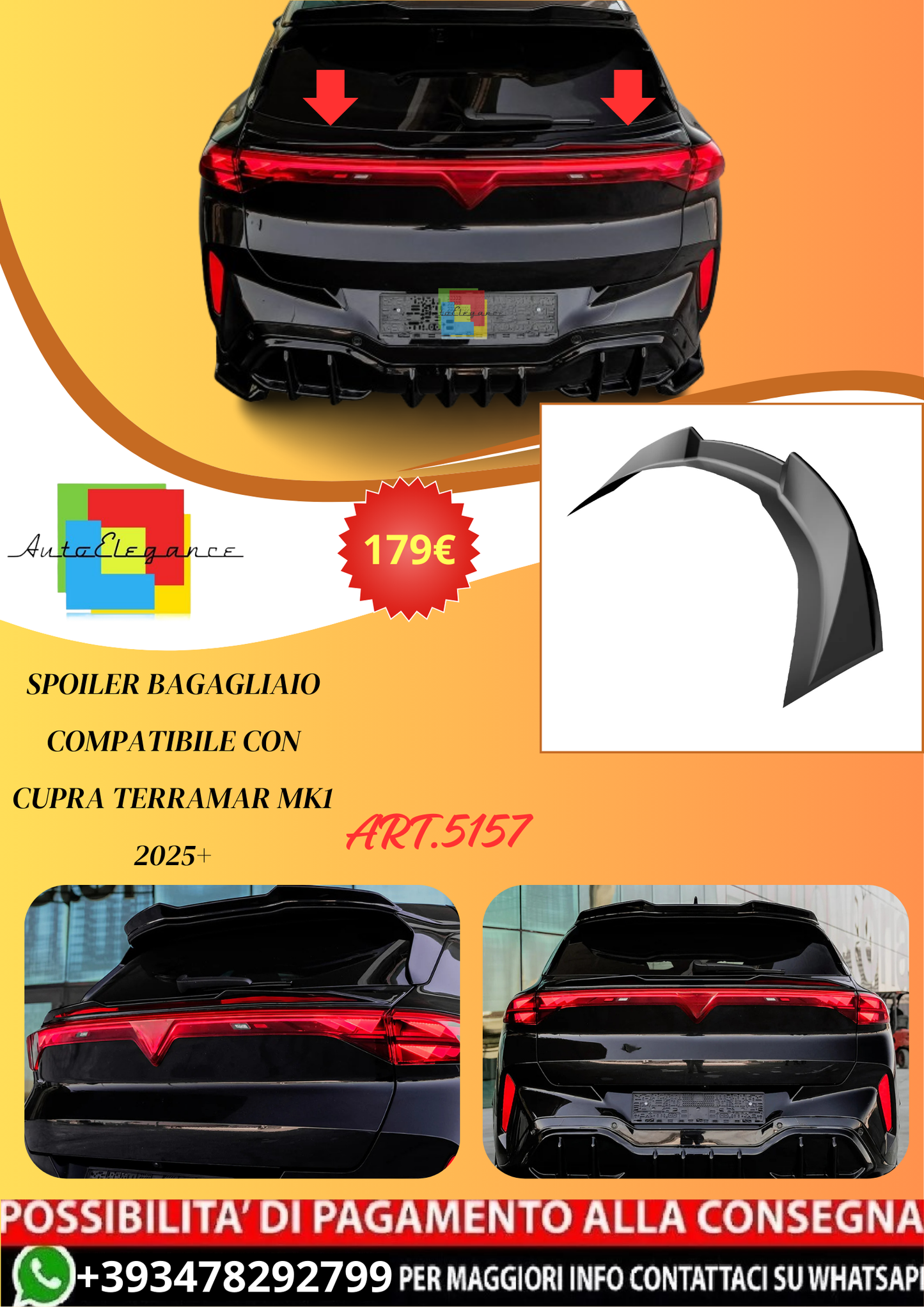 💫ART.5157 Spoiler Bagagliaio compatibile con CUPRA Terramar Mk1 2025+💫