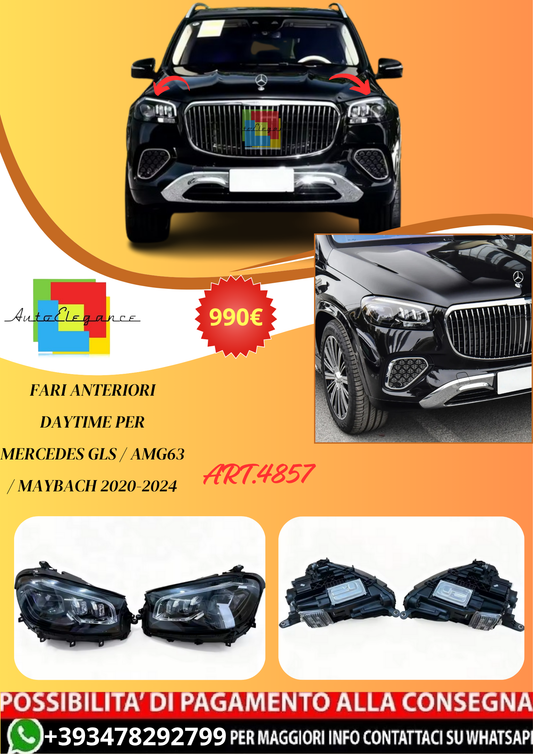 💫ART.4857 Fari Anteriori Daytime per Mercedes GLS / AMG63 / Maybach 2020-2024💫
