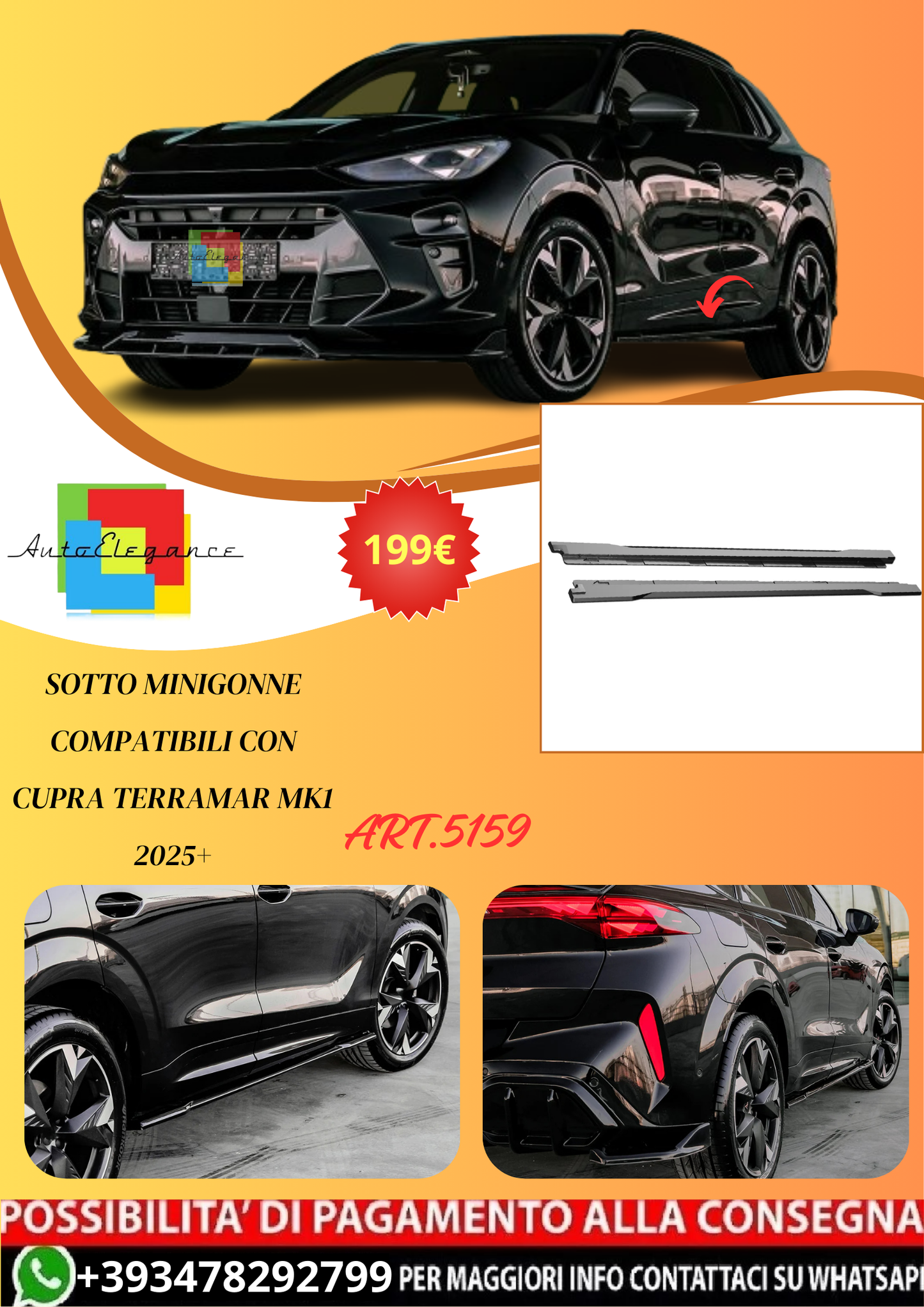 💫ART.5159 Sotto Minigonne compatibili con CUPRA Terramar Mk1 2025+💫