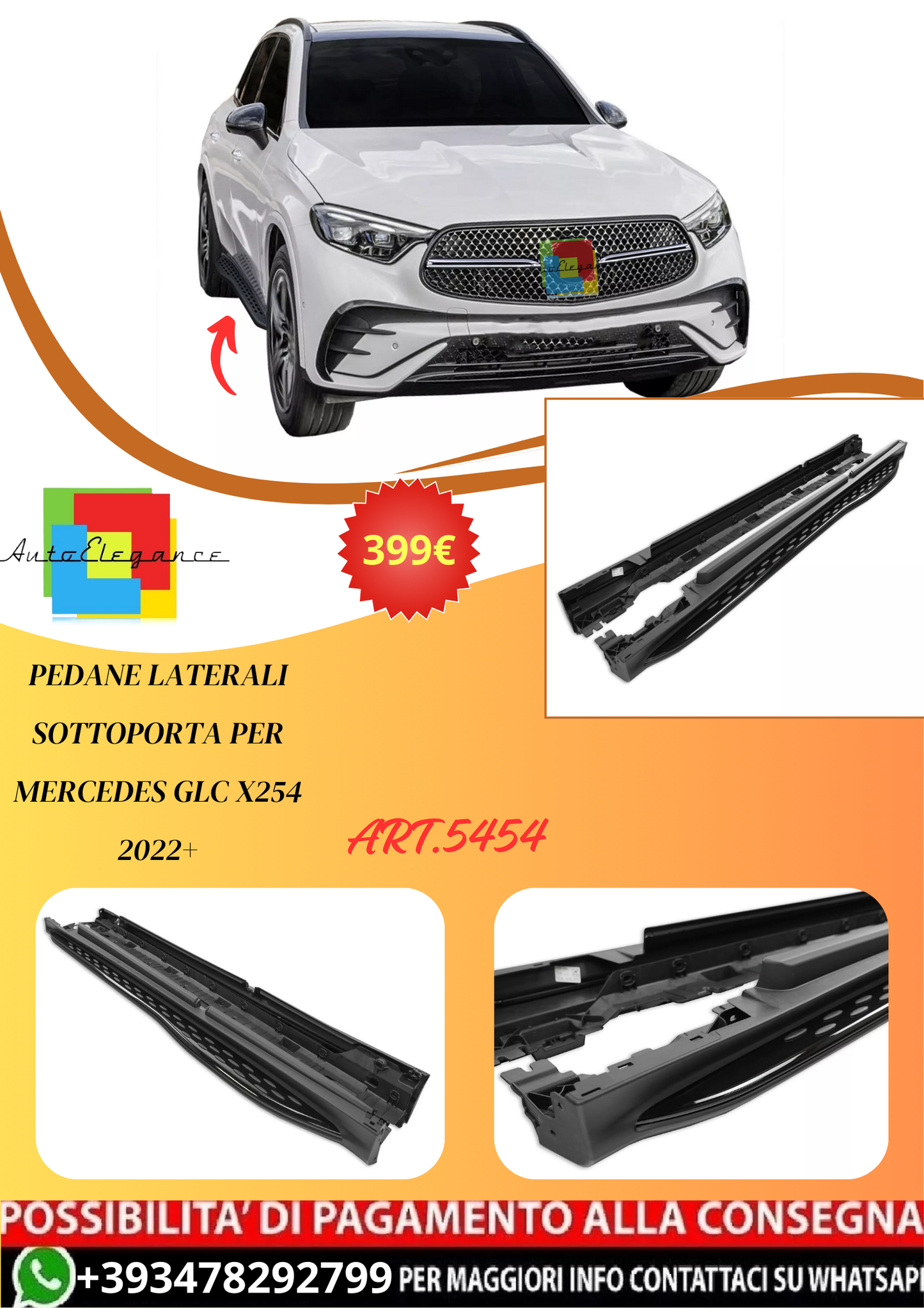 💫ART.5454 Pedane Laterali Sottoporta Per Mercedes GLC X254 2022+💫