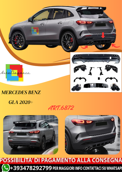 💫ART.6872 Diffusore + Terminali Neri GLA45 AMG Look per Mercedes GLA 2020+💫