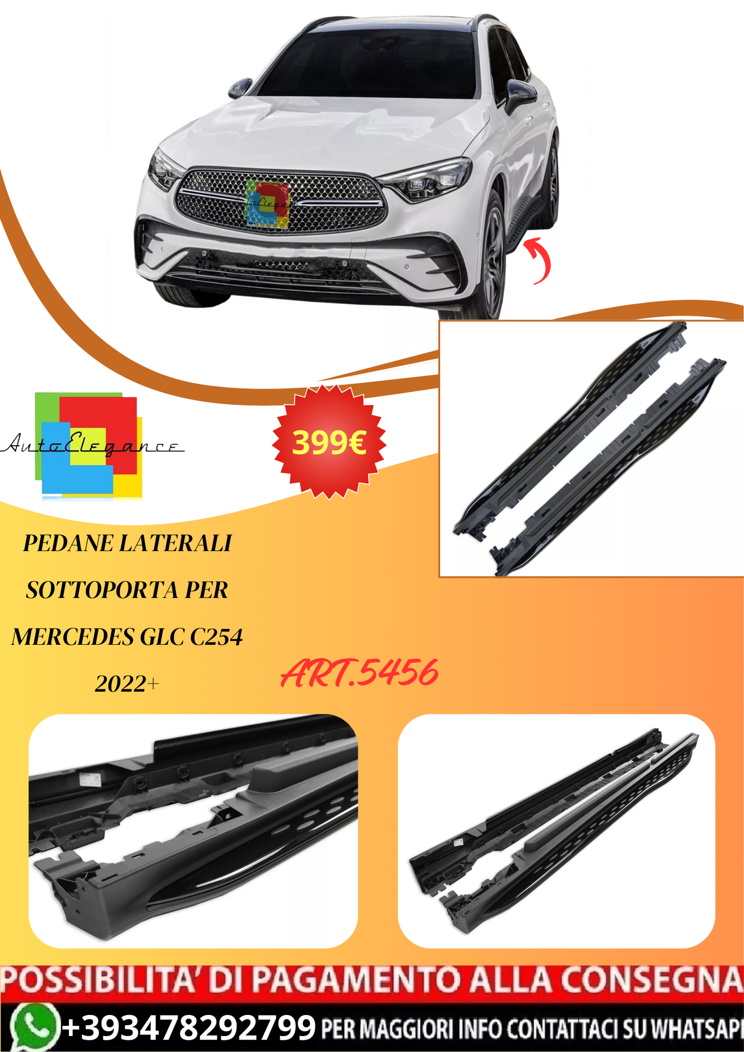 💫ART.5456 Pedane Laterali Sottoporta per Mercedes GLC C254 2022+💫