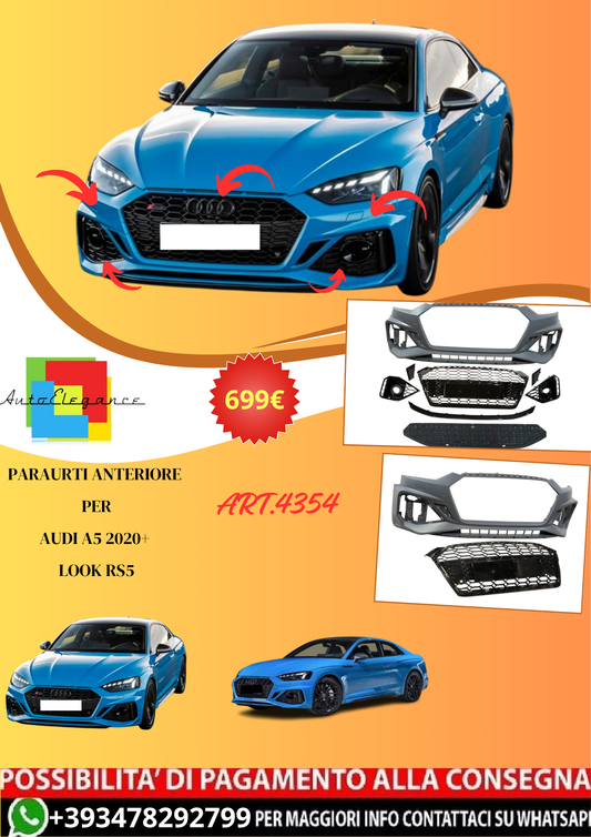 💫ART.4354 Paraurti Anteriore per Audi A5 Sportback/ Coupe/ 2020+ look RS5 💫