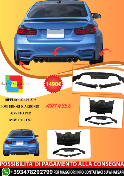 💫ART.4358 Diffusori e Flaps Posteriori (In Carbonio) adatto per BMW F80 / F82💫