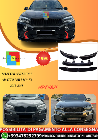 💫ART.4871 Splitter Anteriore adatto per BMW X5 2013-2018💫