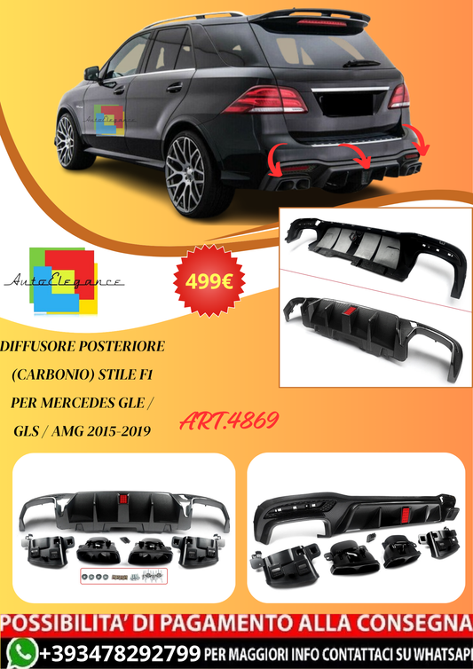 💫ART.4869 Diffusore Posteriore (Carbonio) Stile F1 per GLE / GLS / AMG 15-19💫
