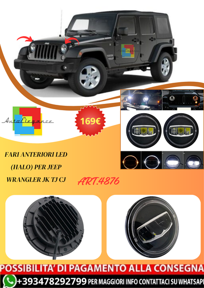 💫ART.4876 Fari Anteriori LED (Halo) per Jeep Wrangler JK TJ CJ💫